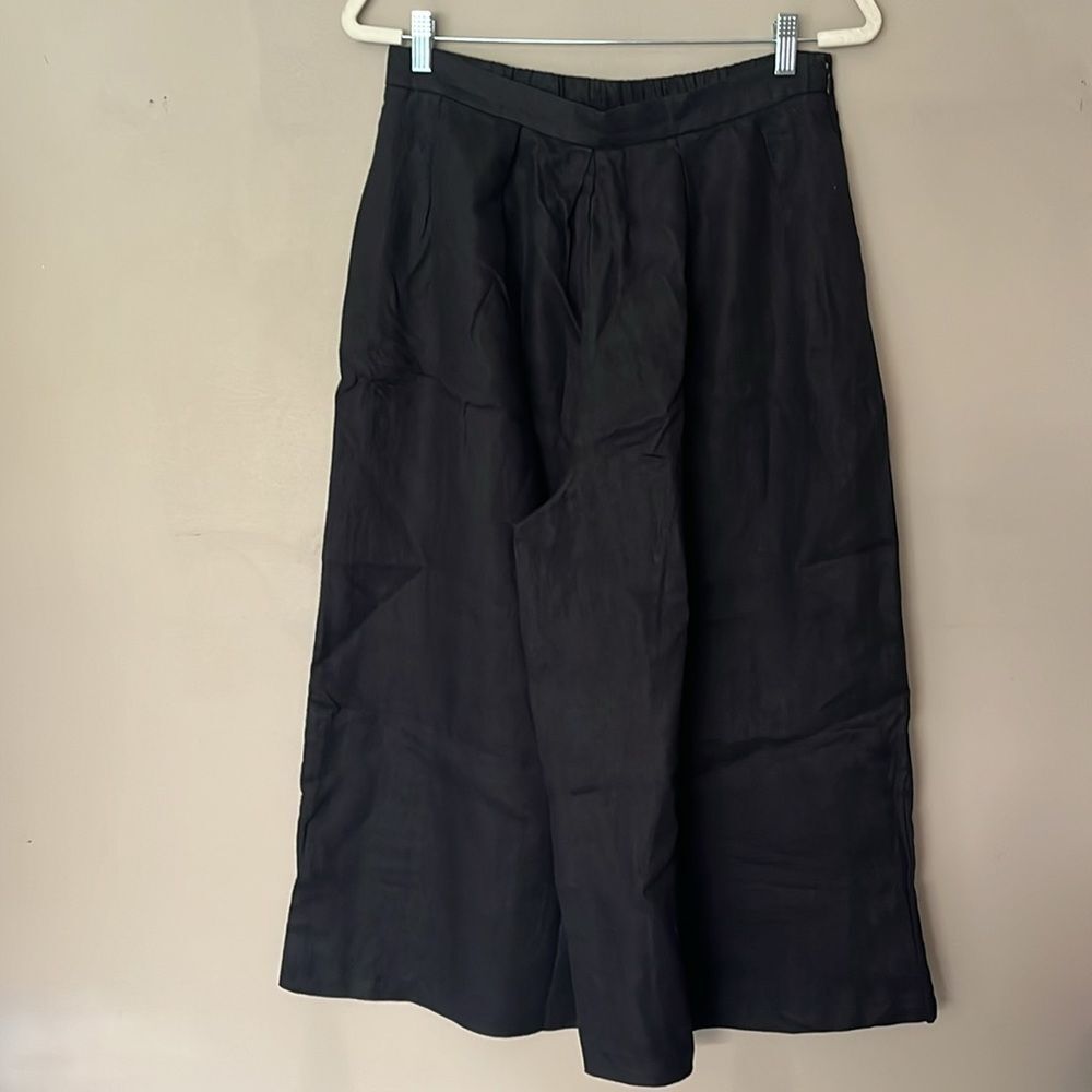 Anthropologie Black Cropped Wide-Leg Culotte Pants Size M - Picture 2 of 13